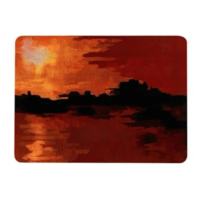 Image of Indulje TW283399 Luxury Seaside Sunset Placemats, 29 x 21.9cm, Hardboard, Orange/Red, Set of 4