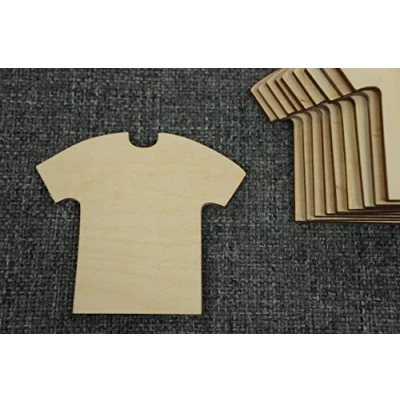 Image of DECOCRAFT (W12) 10x Plain Wood Wooden T Shirt Football shape craft embelish