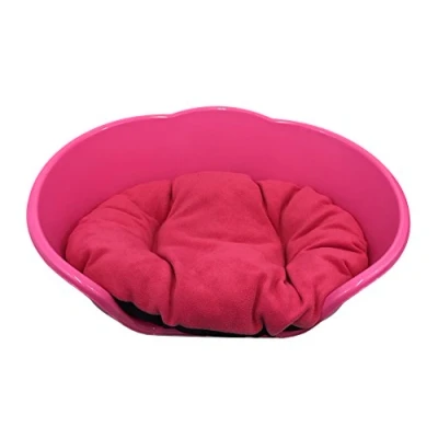 Image of KetoPlastics DOG BED PINK PLASTIC WITH CUSHION/EXTRA LARGE HEAVY DUTY PET DOG/CAT/ANIMAL/SLEEP/BASKET