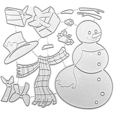 Image of Dies Stencil, Christmas Snowman Metal Cutting Stencil Scrapbooking DIY Album Stamp Paper Die and Embossing Card Making Accessories Cuts