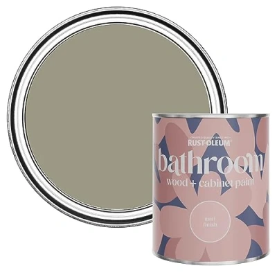 Image of Rust Oleum Green Moisture Resistant Bathroom Wood and Cabinet Paint in Matt Finish Grounded 750ml