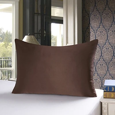 Image of townssilk Both Side 100% 19mm Silk Pillowcase 50x90cm Pillow Case Cushion Cover with Hidden Zipper Brown