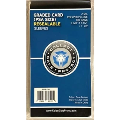 Image of CSP PSA Sized Graded Card Sleeves Resealable Bag 2 Mil 100 Bags Slab / Ultra Pro One Touch Magnetic Holder