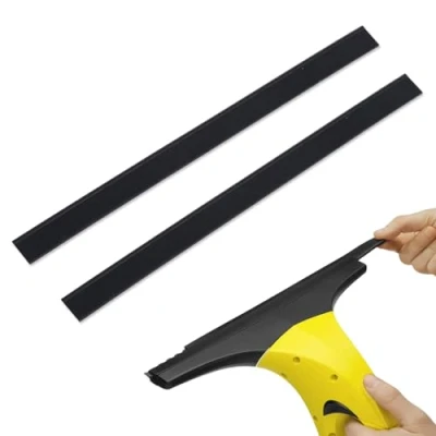 Image of 2 Pcs Replacement Rubber Lips for Karcher Window Vac Blades, Professional Squeegee Stainless Wiper RubberReplacement Blades ReplacementBlades Accessories