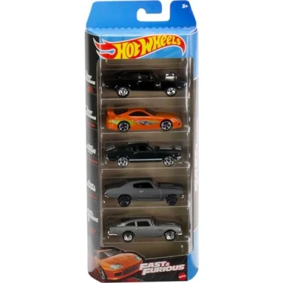 Image of Hot Wheels Fast and FURIOUS Box of 5 Models Car Dodge Charger Toyota Supra Mustang Aston Martin Scale 1:64 HND08