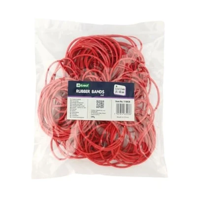 Image of D.RECT Rubber Bands 100 g Bag 60 mm Diameter Wide 3 Ring for Household, Work, Office Reusable Durable Stable Red