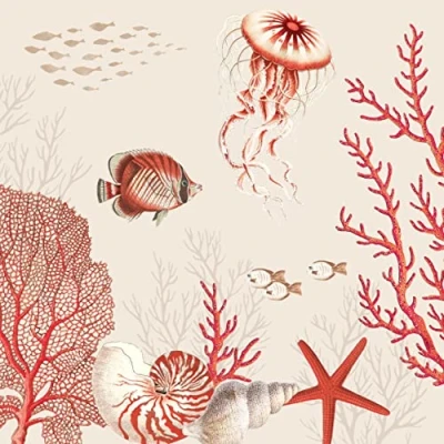 Image of 20 Napkins Life Underwater Table Decoration Decoupage Napkin Technology 33 x cm