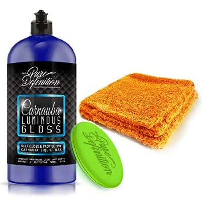 Image of Pure Definition Carnauba Car Wax 1000ml Luminous Gloss Edgeless Microfibre Cloth