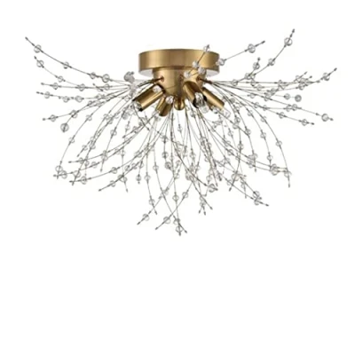 Image of EFPD Fireworks Chandelier, G9 Crystal Ceiling Light, recessed Installation, for Lighting bedrooms, Dining Rooms, Living Rooms and Kitchen Islands. (Gold Light 4T)