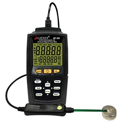 Image of LATNEX MF 30K AC/DC Gauss Meter With Certificate, Measures Magnetic Fields Strength and Pole(Residual Magnet, Permanent). Integrated High AC ElectroMagnetic Level Measurement