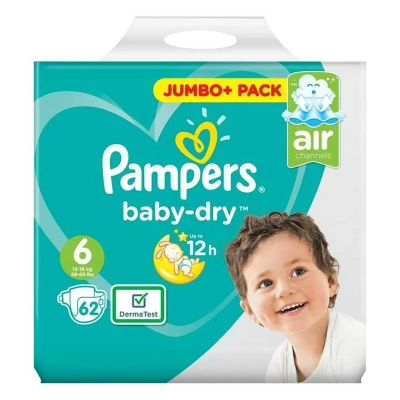 Image of Pampers size 6 Baby Dry nappies 13+kg 62s