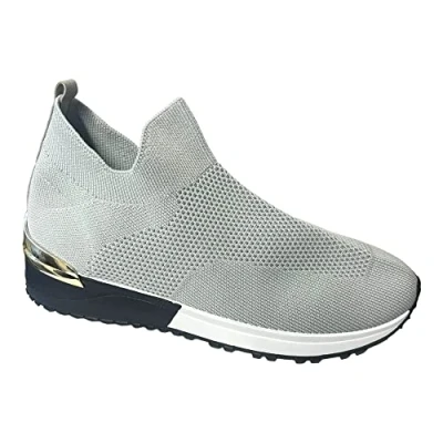 Image of Ladies Running Sock Wedge Trainers Pumps Slip ON Comfy Sneakers Womens Shoes Grey
