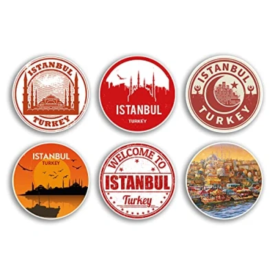 Image of 6 x 10cm Istanbul Vinyl Stickers Turkey Country City Travel Map Flag Holiday Luggage Design Gift #78839