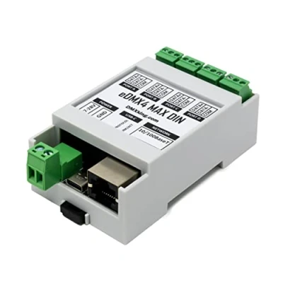 Image of DMXking eDMX4 MAX DIN 4 Port ArtNet/sACN via Ethernet to DMX 512 Converter with Screw Connectors…