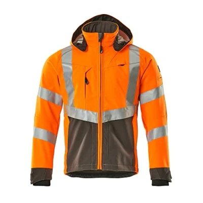 Image of Mascot 15502 246 1418 Blackpool Safe Supreme Water Repellent Fleece on Inner Side Class 3 Softshell Jacket, Size L, Hi Vis Orange/Dark Anthracite