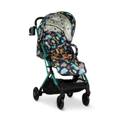 Image of COSATTO Woosh 4 Pushchair Lightweight Stroller Birth to 25kg One Hand Easy Fold, Compact, Telescopic Handle, Extra Large Shopping Basket, Cup Holder, Bumper Bar &amp; Raincover (Diggin&#039; Dinos)