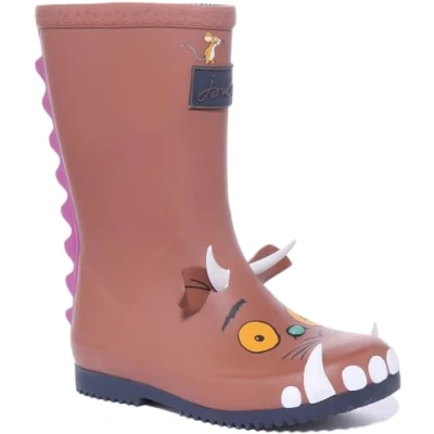 Image of Joules Girl&#039;s Jnr Roll Up Mid Calf Boot, Brown Gruffalo, 8 UK
