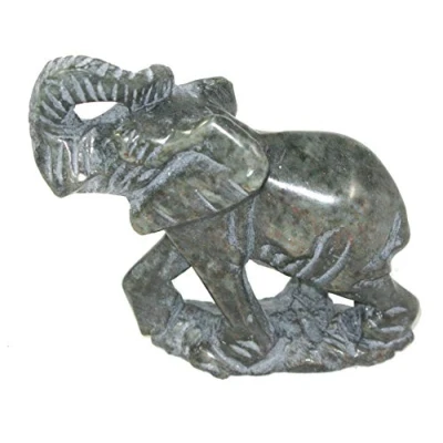 Image of The Friendly Trading Co Elephant Sculpture in Serpentine Stone 12 cm Collectible Shona Tribe