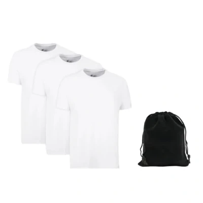 Image of Hanes Men&#039;s Moisture Wicking Crewneck or V Neck Performance Undershirt, 3 Pack with Carry Pouch Classic Fit, Crewneck_white, S