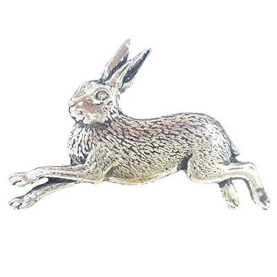 Image of RUNNING HARE Hand Made in UK Pewter Lapel Pin Badge