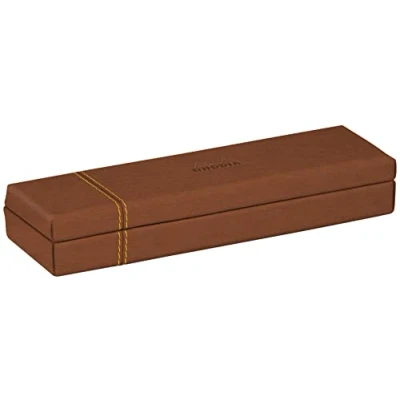 Image of RHODIA 194508C Copper Pencil Case 21x5.5x3 cm Orange Saddle Stitching Faux Leather Exterior Home Office Collection Rhodiarama Organization &amp; Design Storage