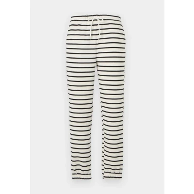Image of PIECES Women&#039;s Pcchilli Hw Sweat Pants Noos Bc Trouser, Cloud Dancer/Stripes: Black, XS