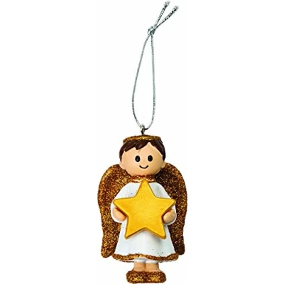 Image of Chichi Gifts Personalised Cute Gold Boy Angel Decoration Ornament Bauble with LASER ENGRAVED name