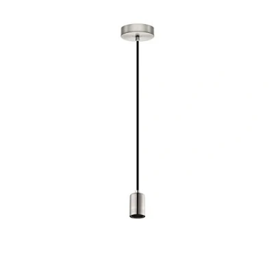 Image of Eglo Pendant Lamp Yorth, 1 Bulb Cord Light, Vintage, Industrial, Steel in Nickel Matt, Cable Black, Dining Table Lamp, Living Room E27 Socke