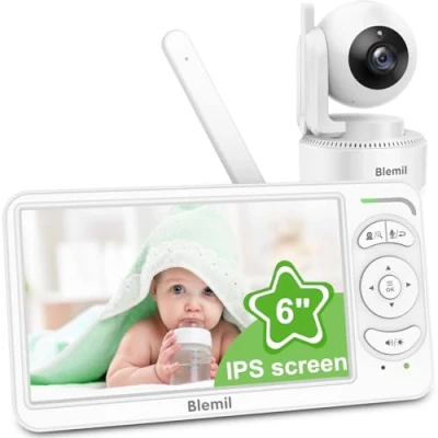 Image of Blemil Baby Monitor with Camera and Audio, 6&#039;&#039; IPS Screen No WiFi, 30 Hrs Battery, ECO, Night Vision,2 Way Talk, Travel Video Portable