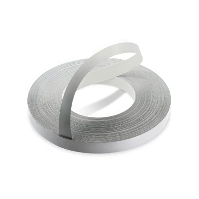 Image of WoodPress® 22mm Pearlised Grey Melamine Pre Glued Veneer Edging Tape 50m Trade Roll Iron On Wood Application