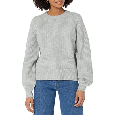 Image of Amazon Essentials Women&#039;s Crew Neck Rib Sweater, Light Grey Heather, XXL