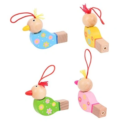 Image of Bigjigs Toys Wooden Bird Whistles (Pack of 4) Traditional Stocking Filler