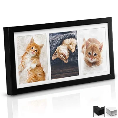 Image of bomoe Multi Photo Frame for 3 Photos Galeria Picture Multiple Pictures Aperture Collage 3x 13x18 cm Black