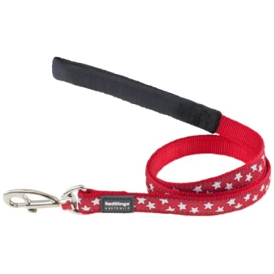 Image of Red Dingo Designer Dog Lead, White Stars on (25mm x 1.2m) L