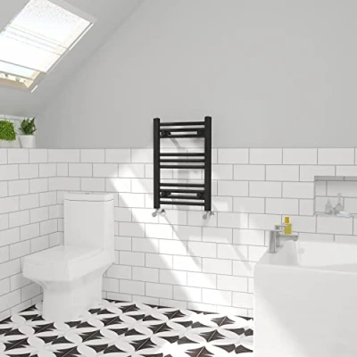 Image of NRG Straight Central Heating Towel Rail Bathroom Heated Rad Radiators Ladder Warmer Black 600x400mm