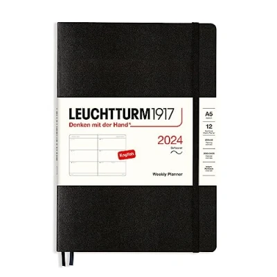 Image of LEUCHTTURM1917 367666 Weekly Planner Medium (A5) 2024, Softcover, Black, English