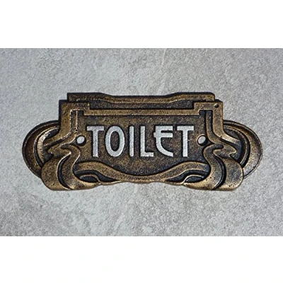 Image of Art Nouveau Toilet Door Sign 18.5cm Antique Bronze Effect Hand Painted Cast Iron Retro Jugendstil Vienna Secession Modernisme