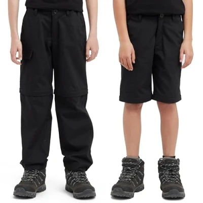 Image of Peter Storm Kids&#039; Ramble Convertible Zip Off Trousers &amp; Shorts with Articulated Knees 3 Pockets, Stretchy, Comfortable Lightweight Pants (UK, Age, 13 Years, Regular, Black)