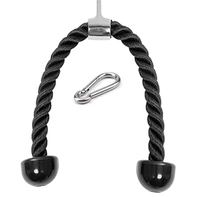 Image of Anjing Tricep Push Pull Down Rope for Multi Gym Cable Attachment Fitness Complete with Snap Hook Carabiner