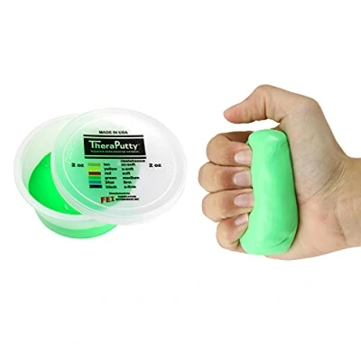 Image of CanDo TheraPutty Antimicrobial Therapeutic modelling clay 2 oz green (medium), 56 g
