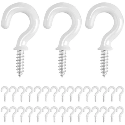 Image of ‎Drado 30 Pcs 1/2&quot; Ceiling Hooks, Mug Cup Heavy Duty Screw in Hooks for Bathroom Kitchen Wall Hanging(White)
