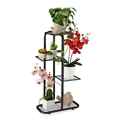 Image of Relaxdays Plant Stand, Black, 81 x 44 24.5 cm