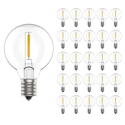 Image of Svater 25 Pack E12 LED Bulbs 1W G40 Plastic Replacement for String Lights Outdoor Indoor 2700K Warm White IP44 Waterproof