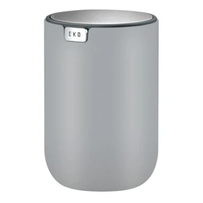 Image of EKO Fandy Table Bin, 1.5L Mini Desk Rubbish Bin with Swing Top Lid, 1.5 Litre Small Round Wastebasket for Office, Home, Bathroom, Bedroom, Car(Grey)