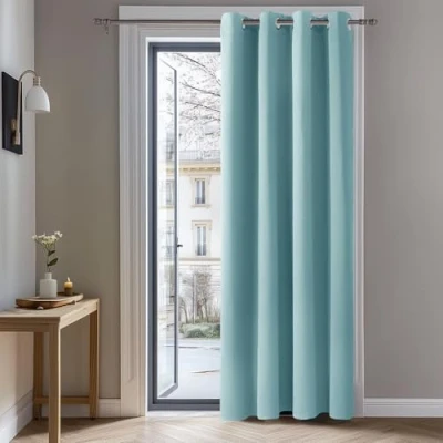 Image of Deconovo Eyelet Curtain Door Thermal Blackout for Ourdoor 52&quot;x 84&quot; Sky Blue 1 PANEL