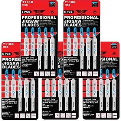 Image of 25 x TopsTools T118B Metal Cutting Jigsaw Blades Compatible with Bosch, Dewalt, Makita, Milwaukee and Many More