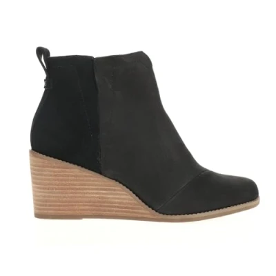 Image of TOMS Women&#039;s Clare Ankle Boot, Black Leather/Suede, 8 UK