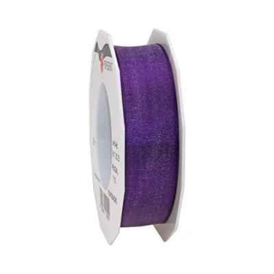 Image of Präsent Four Seasons Organza Wired Edge Ribbon Violet 25 mm Width, m Length