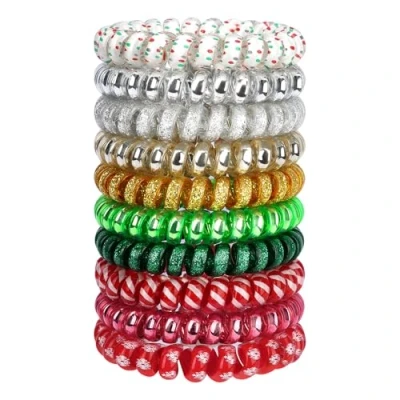 Image of JessLab Spiral Hair Ties, 10pcs Assorted Traceless Cute Plastic Coil Ponytail Holders, No Damage Accessory for Women and Girls, Mix Color 18