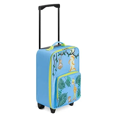 Image of Navaris Kids Trolley Bag Carry On Suitcase for Children Cabin with Wheels and Adjustable Handle Pull Along Children&#039;s Luggage